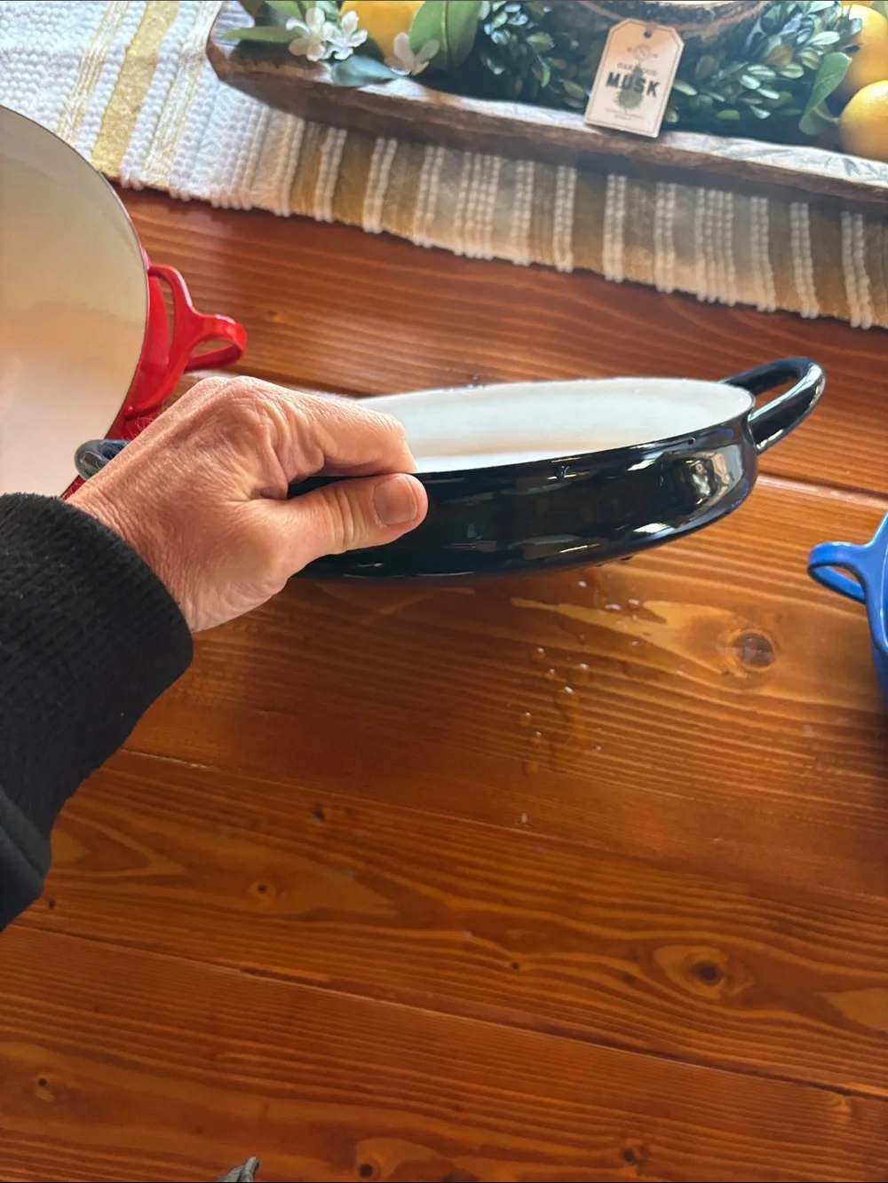 Dansk Red and White Enamel Braiser